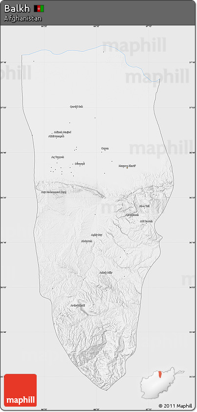 Silver Style Map of Balkh, single color outside