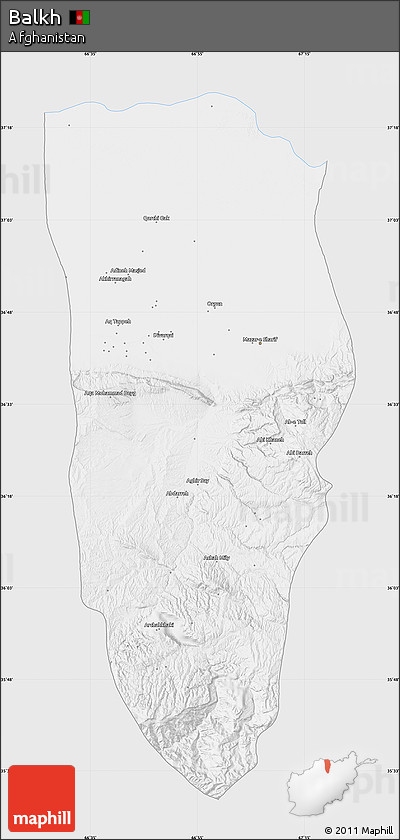 Silver Style Map of Balkh, single color outside