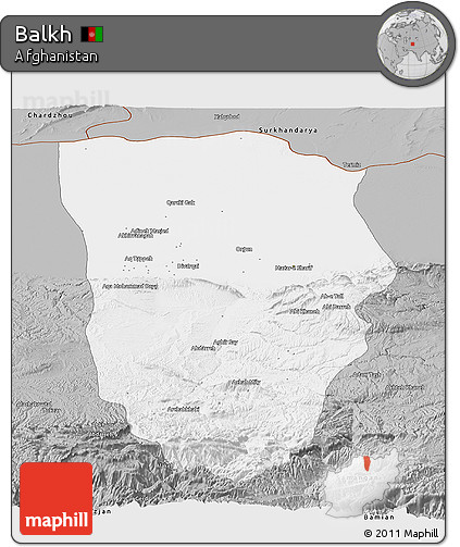 Gray Panoramic Map of Balkh