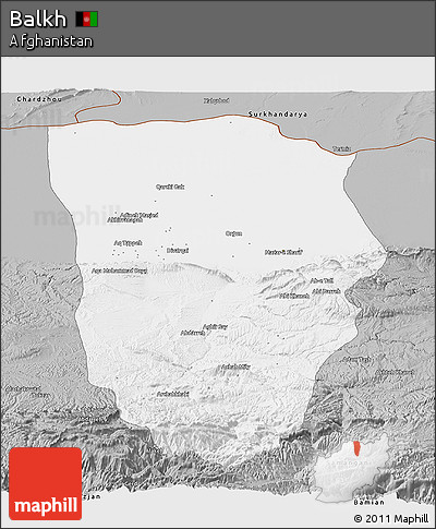 Gray Panoramic Map of Balkh