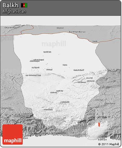 Gray Panoramic Map of Balkh