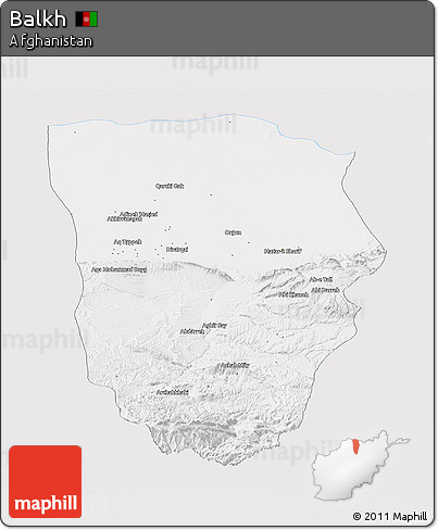 Silver Style Panoramic Map of Balkh, single color outside