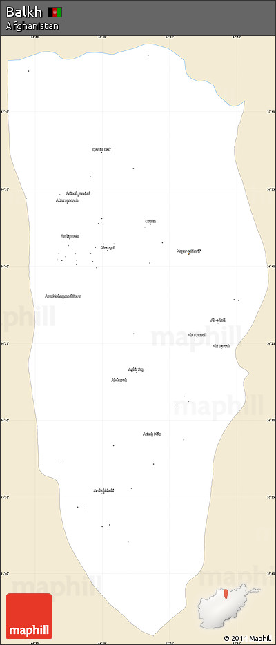 Classic Style Simple Map of Balkh, single color outside