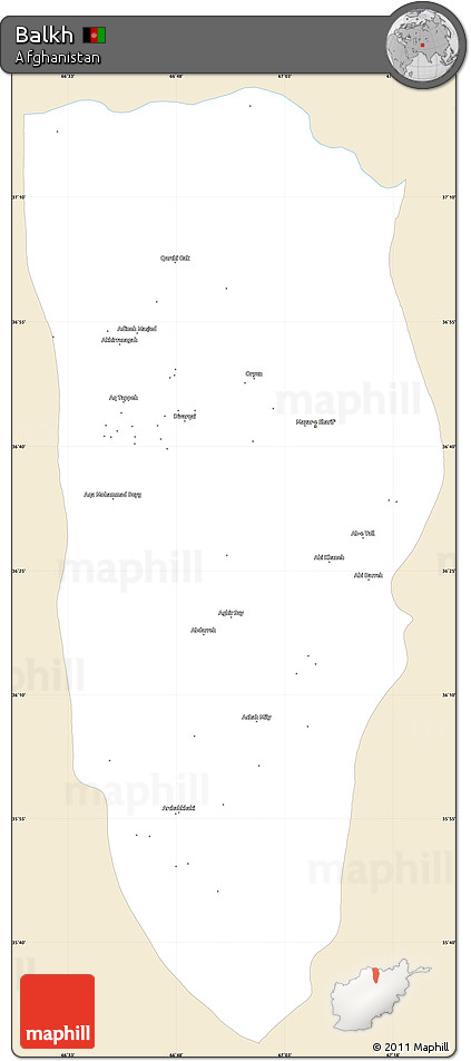 Classic Style Simple Map of Balkh, single color outside