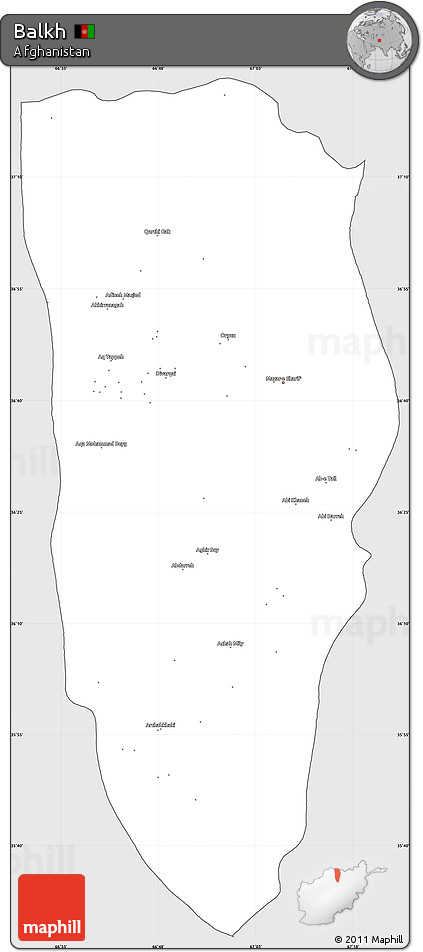 Silver Style Simple Map of Balkh, cropped outside
