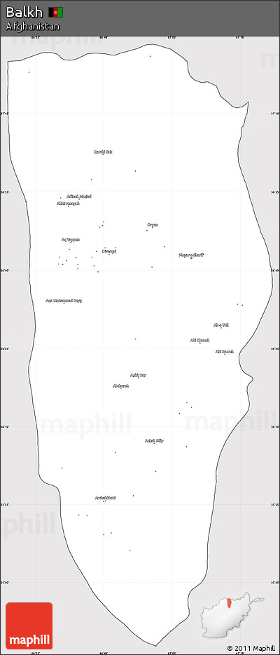 Silver Style Simple Map of Balkh, cropped outside