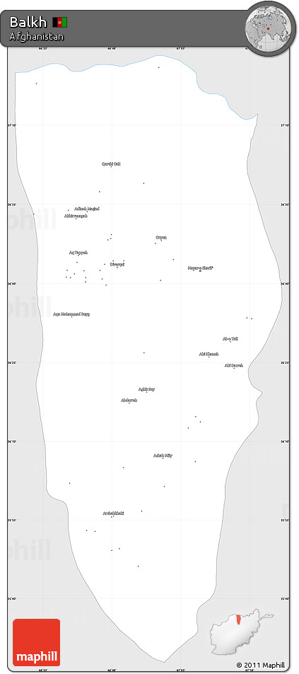Silver Style Simple Map of Balkh, single color outside