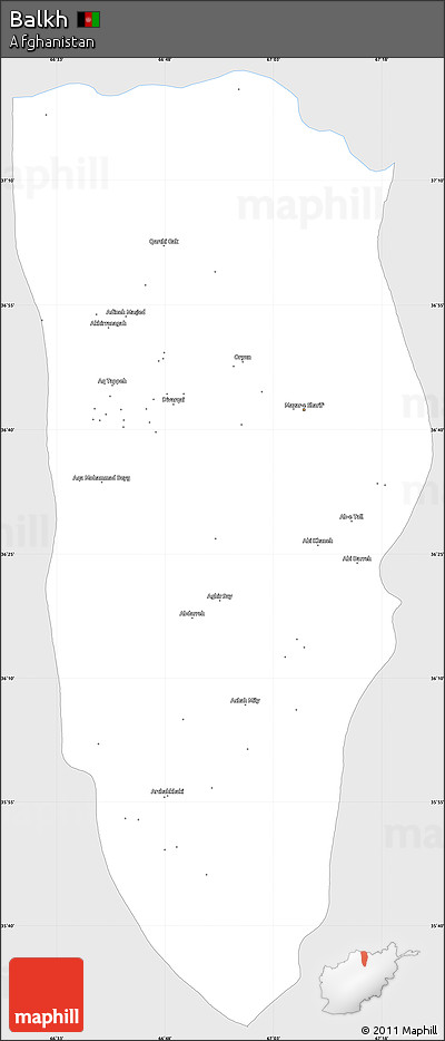 Silver Style Simple Map of Balkh, single color outside