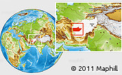 Physical Location Map of Farah, highlighted country, within the entire country