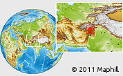 Physical Location Map of Ghazn, within the entire country