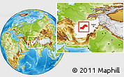 Physical Location Map of Ghowr, highlighted country, within the entire country