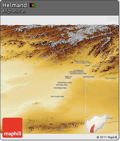 Physical Panoramic Map of Helmand