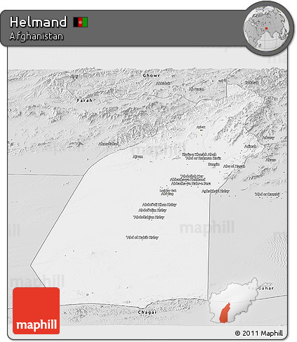 Silver Style Panoramic Map of Helmand