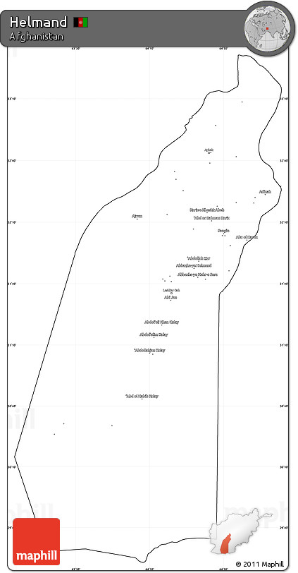 Blank Simple Map of Helmand, cropped outside
