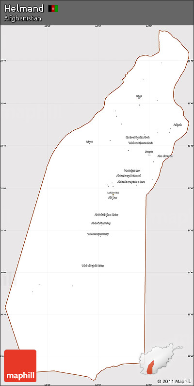 Classic Style Simple Map of Helmand, cropped outside