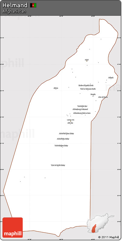Classic Style Simple Map of Helmand, cropped outside