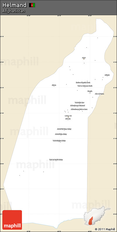 Classic Style Simple Map of Helmand, single color outside