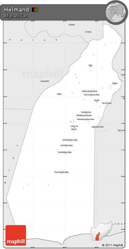 Silver Style Simple Map of Helmand