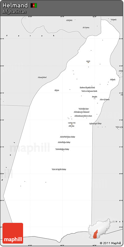 Silver Style Simple Map of Helmand