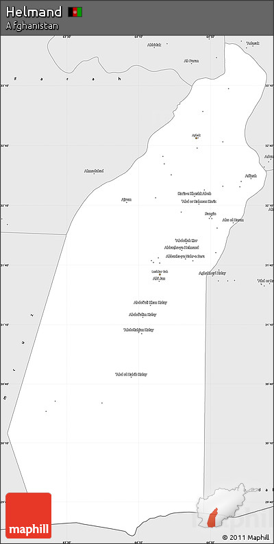 Silver Style Simple Map of Helmand