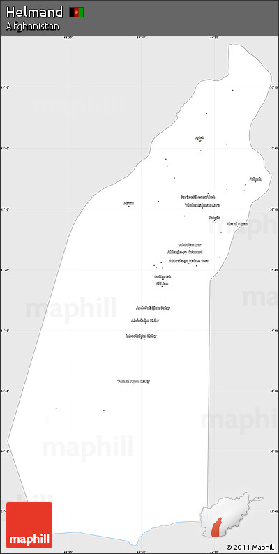 Silver Style Simple Map of Helmand, single color outside