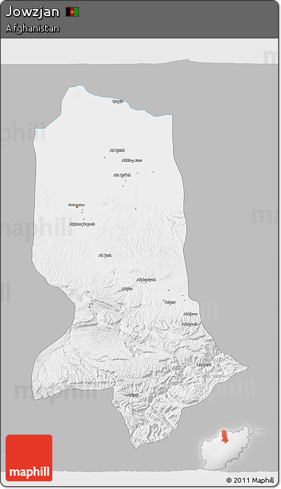 Gray 3D Map of Jowzjan, single color outside