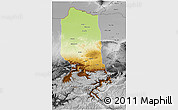Physical 3D Map of Jowzjan, desaturated