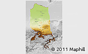 Physical 3D Map of Jowzjan, lighten, desaturated