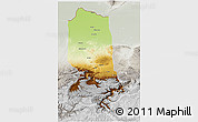 Physical 3D Map of Jowzjan, lighten, semi-desaturated