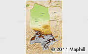Physical 3D Map of Jowzjan, satellite outside