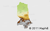 Physical 3D Map of Jowzjan, single color outside
