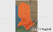 Political 3D Map of Jowzjan, darken, semi-desaturated