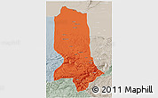 Political 3D Map of Jowzjan, lighten, semi-desaturated