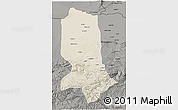 Shaded Relief 3D Map of Jowzjan, darken, semi-desaturated