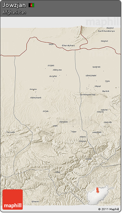 Shaded Relief 3D Map of Jowzjan