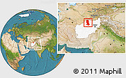 Satellite Location Map of Jowzjan, highlighted country, within the entire country