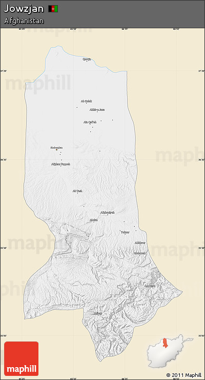 Classic Style Map of Jowzjan, single color outside