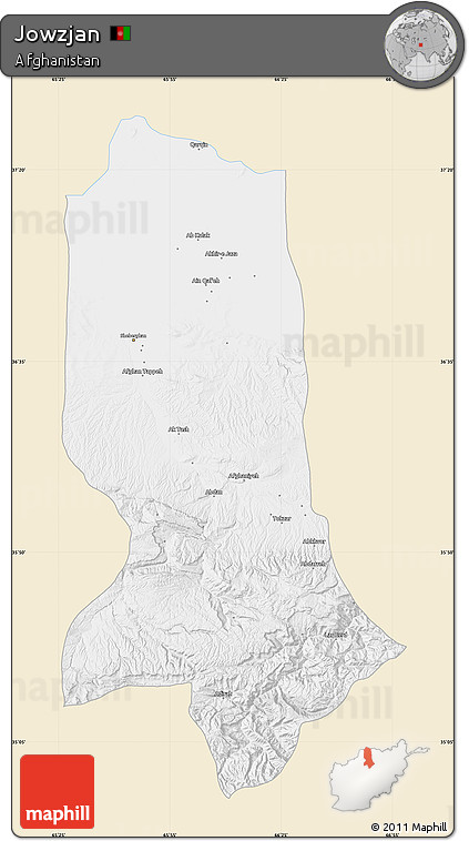 Classic Style Map of Jowzjan, single color outside