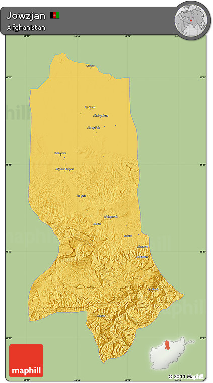 Savanna Style Map of Jowzjan, single color outside