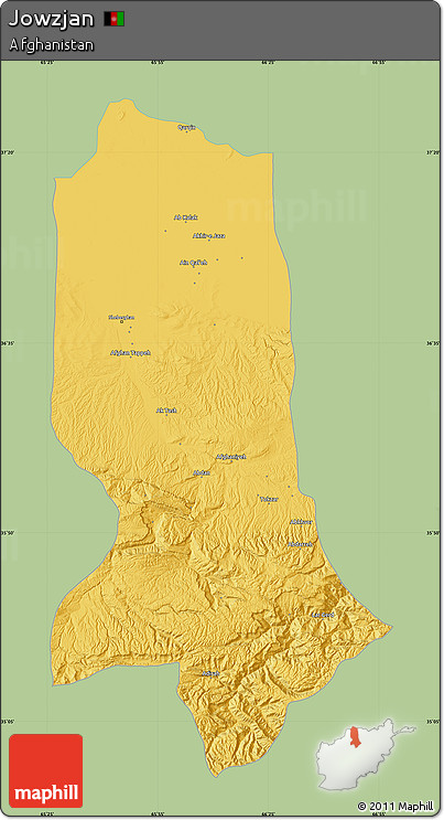 Savanna Style Map of Jowzjan, single color outside