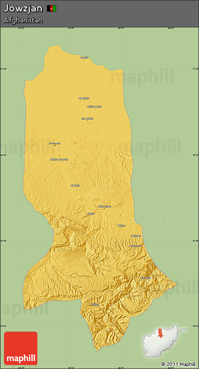 Savanna Style Map of Jowzjan, single color outside