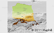 Physical Panoramic Map of Jowzjan, lighten, desaturated