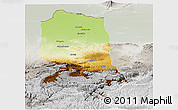 Physical Panoramic Map of Jowzjan, lighten, semi-desaturated