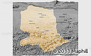 Satellite Panoramic Map of Jowzjan, darken, desaturated