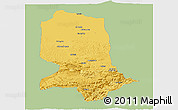 Savanna Style Panoramic Map of Jowzjan, single color outside