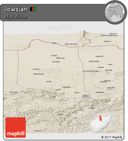 Shaded Relief Panoramic Map of Jowzjan