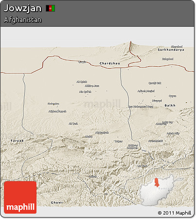 Shaded Relief Panoramic Map of Jowzjan