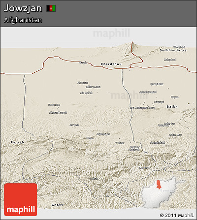 Shaded Relief Panoramic Map of Jowzjan