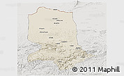 Shaded Relief Panoramic Map of Jowzjan, lighten, semi-desaturated