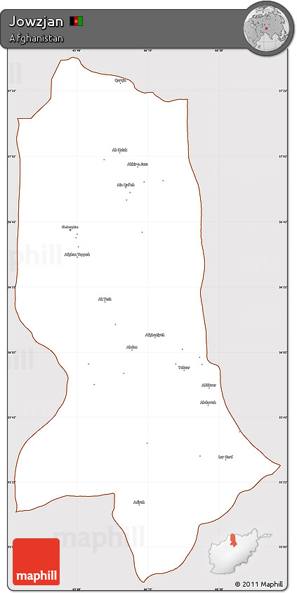 Classic Style Simple Map of Jowzjan, cropped outside